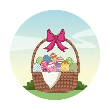 Easter eggs basket Illustrazione stock