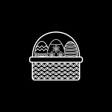 Easter eggs in basket line icon, religion holiday Stock Illustration
