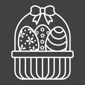 Easter Eggs In Basket line icon, easter Stock Illustration