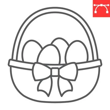 Easter eggs in basket line icon Stock Illustration