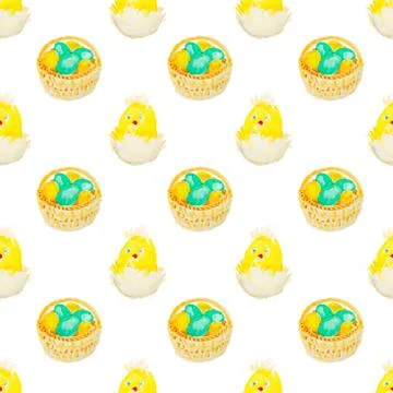 Easter eggs in a basket pattern 스톡 일러스트