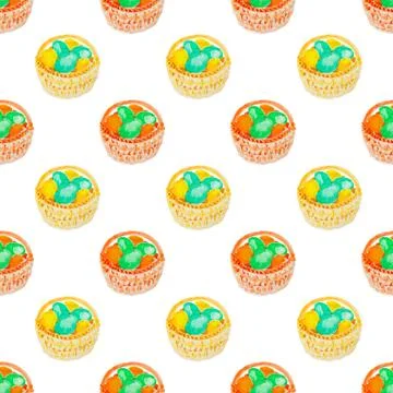 Easter eggs in a basket pattern Stockillustratie