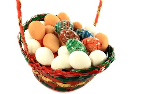 Easter Eggs in basket. Foto stock