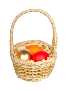 Easter eggs in the basket Stock Photos