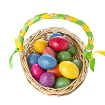Easter eggs in basket Foto stock