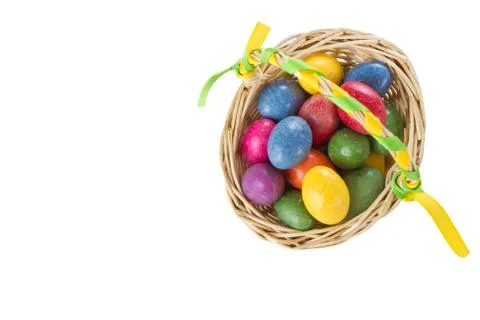 Easter eggs in basket Stock Photos