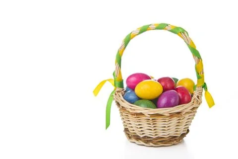 Easter eggs in basket Foto stock