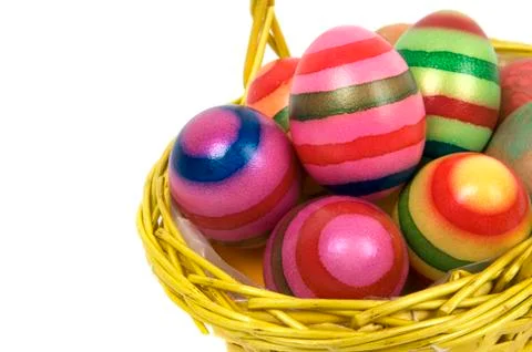 Easter Eggs In A Basket  Foto stock