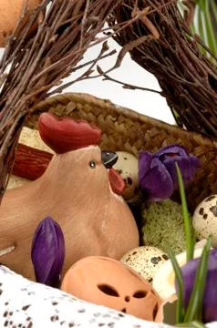 Easter eggs in the basket Stock Photos