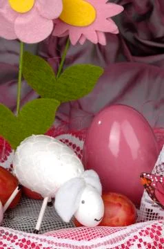 Easter eggs in the basket Stock Photos