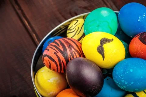 Easter eggs basket Stock Photos