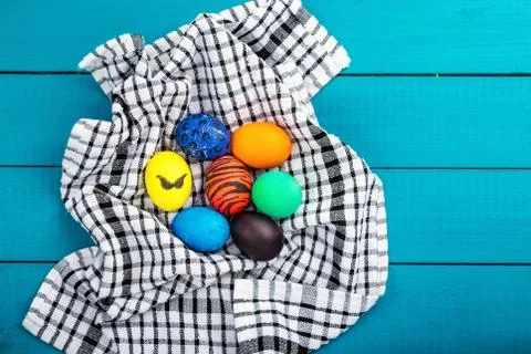 Easter eggs basket Stock Photos