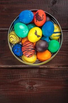 Easter eggs basket Stock Photos