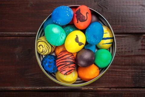 Easter eggs basket Stock Photos