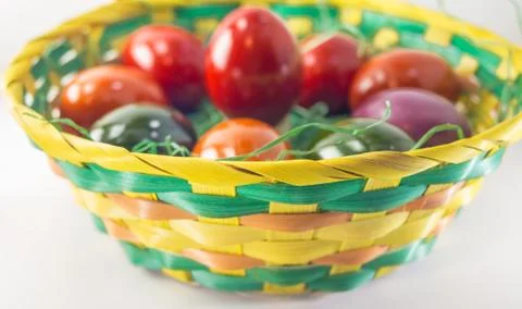 Easter eggs basket Stock Photos
