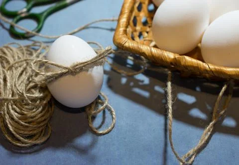 Easter eggs in a basket Stock Photos