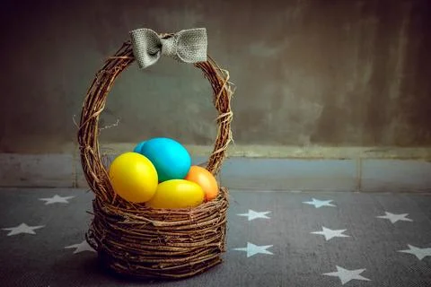 Easter Eggs in the Basket 写真素材