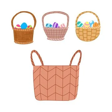 Easter eggs in baskets celebrating spring holiday Stock Illustration