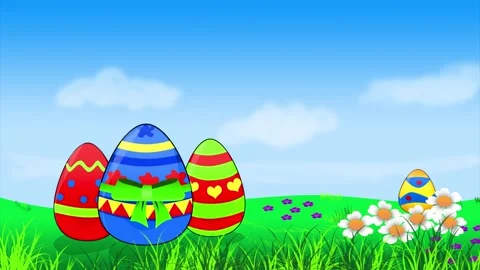 Easter Eggs on a Beautiful garden Stock Footage 269354214