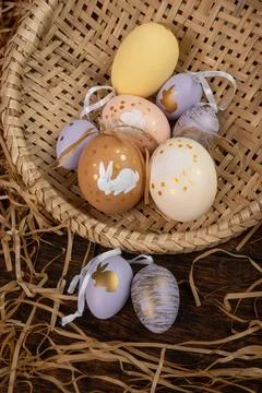 Easter eggs, beautiful hand-painted eggs for the Easter celebration in Braz.. 스톡 사진