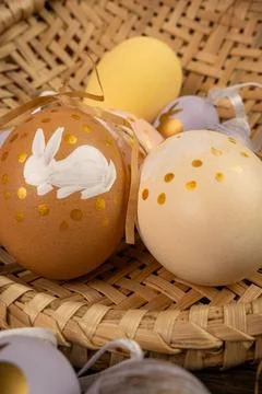 Easter eggs, beautiful hand-painted eggs for the Easter celebration in Braz.. 스톡 사진