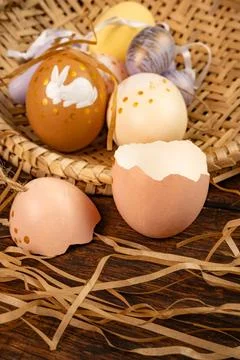 Easter eggs, beautiful hand-painted eggs for the Easter celebration in Braz.. 스톡 사진