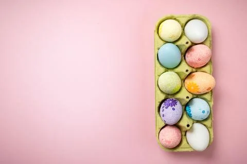 Easter eggs on a beautiful pink background Stock Photos