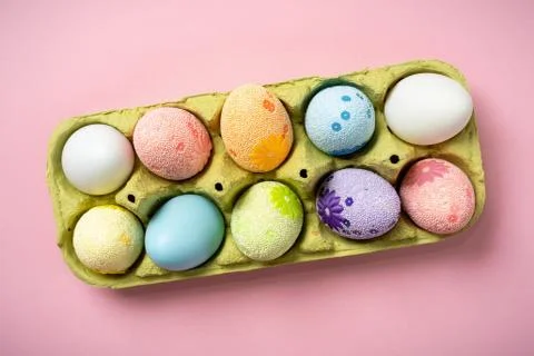 Easter eggs on a beautiful pink background Stock Photos