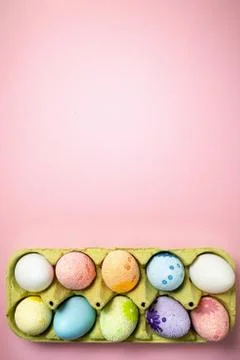 Easter eggs on a beautiful pink background Foto stock