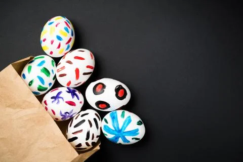 Easter eggs on a black background Stock Photos
