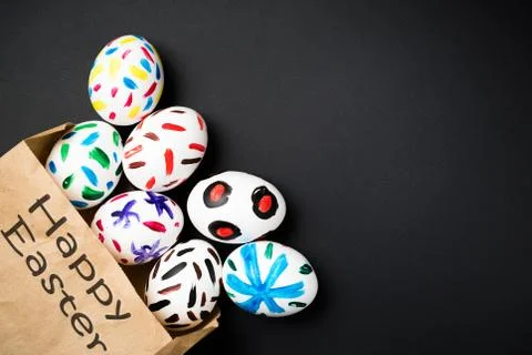 Easter eggs on a black background Stock Photos