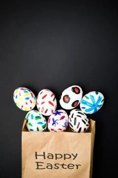 Easter eggs on a black background Foto stock