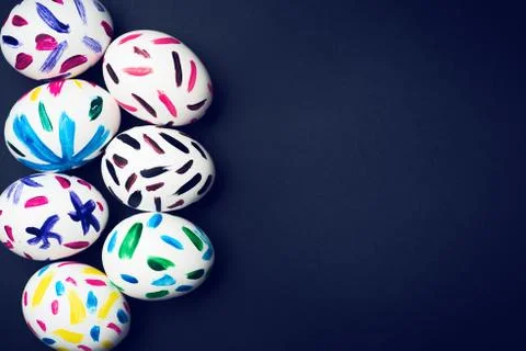 Easter eggs on a black background Foto stock
