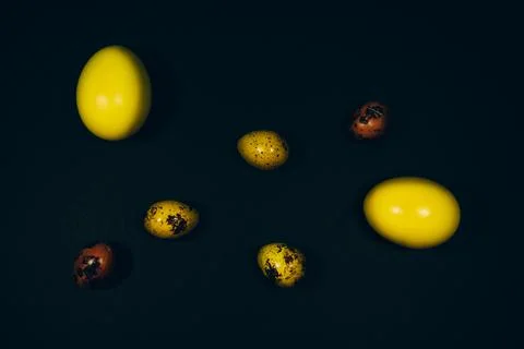 Easter eggs on black background Stock Photos