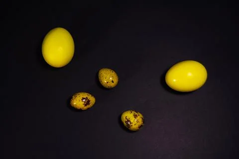 Easter eggs on black background Stock Photos