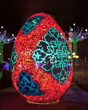 Easter eggs on a black background, side view, the design is made in oriental Stock Photos