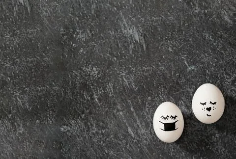 Easter  eggs on a black marble background Stock Photos