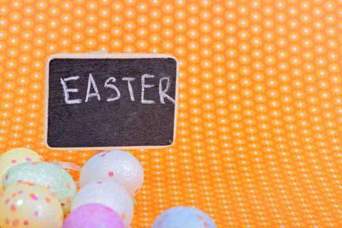 Easter eggs with blackboard Stock Photos