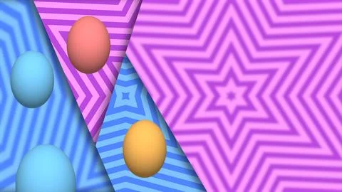 Easter eggs on blue and pink background with blur effect. Stockillustratie