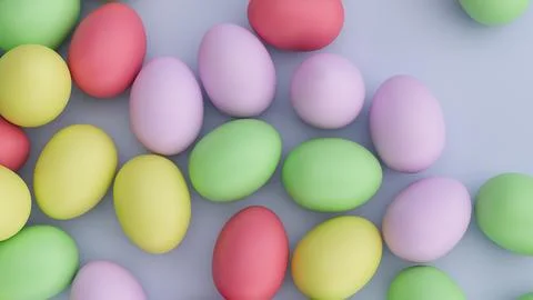 Easter Eggs On Blue Background - Happy Easter Stock Illustration