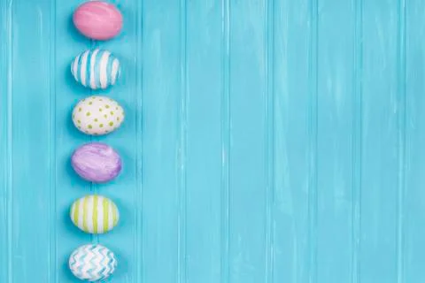 Easter eggs on a blue background Stock Photos