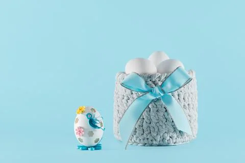 Easter eggs on a blue background Stock Photos