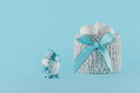 Easter eggs on a blue background Stock Photos