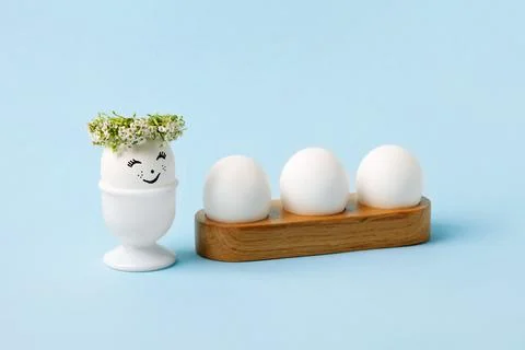 Easter eggs on a blue background Stock Photos