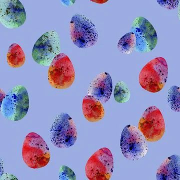 Easter eggs on blue pattern Stock Illustration