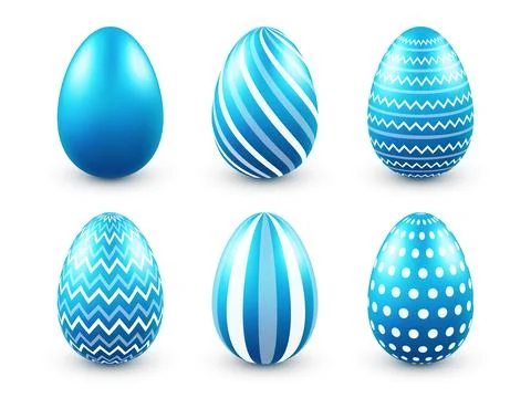Easter eggs blue set. Spring Holidays in April. Seasonal celebration.Egg hunt Stock Illustration