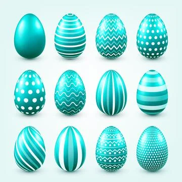 Easter eggs blue set. Spring Holidays in April. Seasonal celebration.Egg hunt Stock Illustration