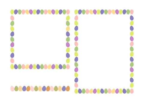 Easter eggs border frame set with space for text. Banners with decorated eggs Stock Illustration