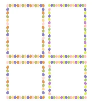 Easter eggs border frame with space for text. Banners with decorated eggs o.. イラスト素材