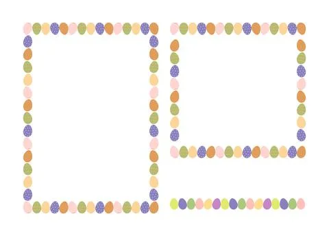 Easter eggs border frames with space for text. Banners with decorated eggs on Stock Illustration